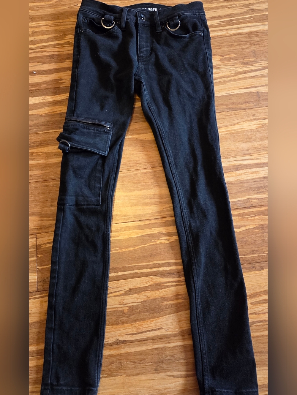 Hot Topic Black Skinny Cargo Jeans with Ring Accents